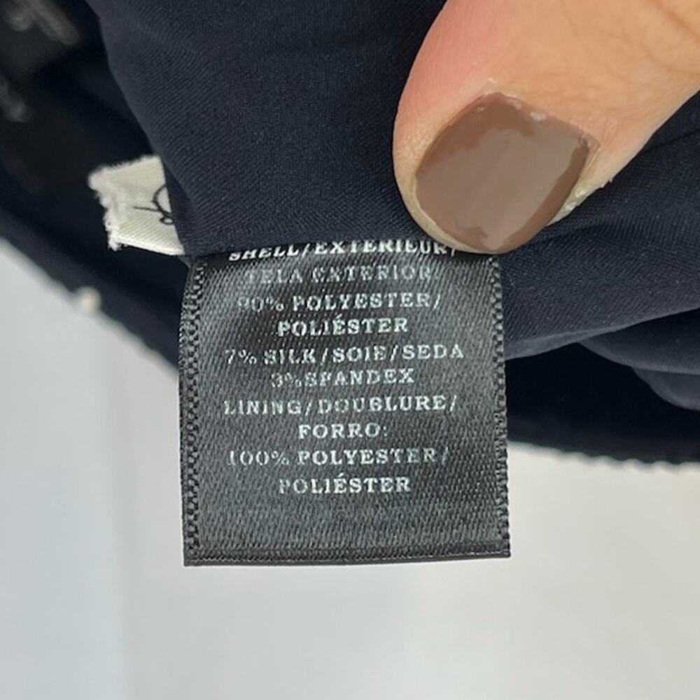 ANN TAYLOR Blue Sz 6 Dot Jacquard Skirt Textured Straight Above Knee Lined Navy - Picture 10 of 12